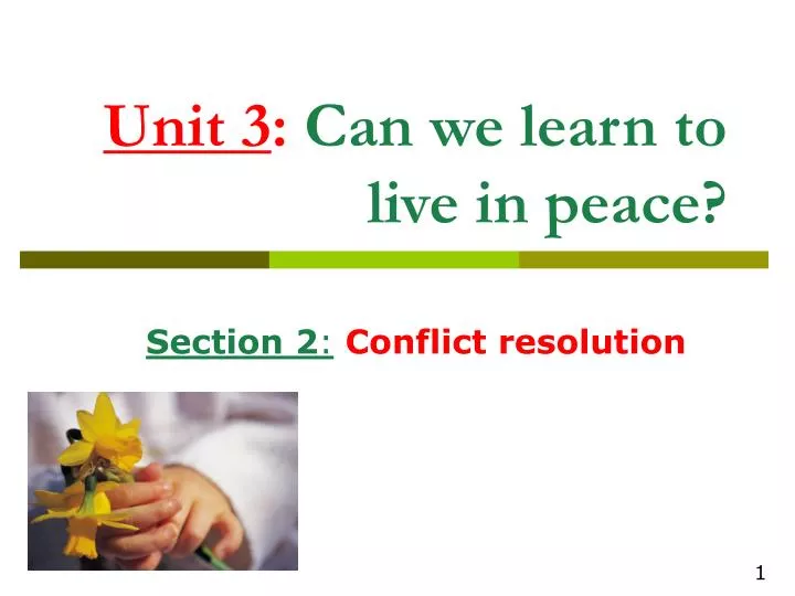 unit 3 can we learn to live in peace