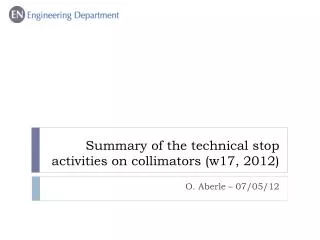 Summary of the technical stop activities on collimators (w17, 2012)