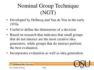 Nominal Group Technique (NGT)