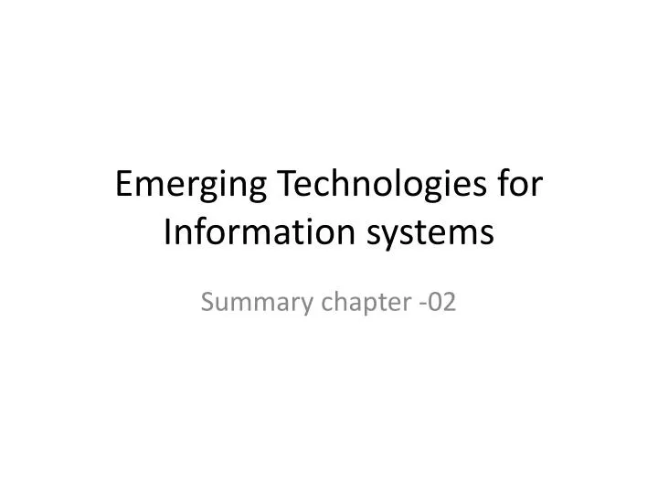 emerging technologies for information systems