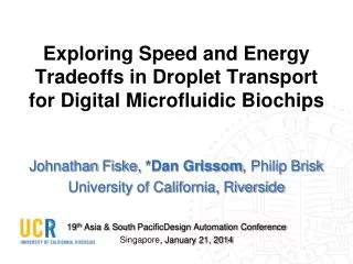 Exploring Speed and Energy Tradeoffs in Droplet Transport for Digital Microfluidic Biochips