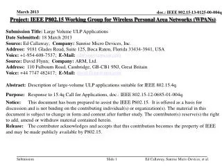 Project: IEEE P802.15 Working Group for Wireless Personal Area Networks (WPANs)