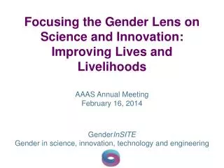 focusing the gender lens on science and innovation improving lives and livelihoods