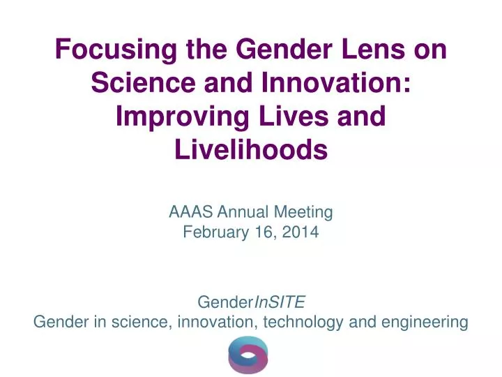 focusing the gender lens on science and innovation improving lives and livelihoods