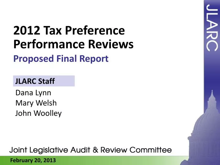 2012 tax preference performance reviews