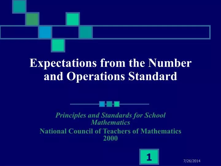 expectations from the number and operations standard