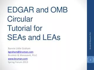 EDGAR and OMB Circular Tutorial for SEAs and LEAs