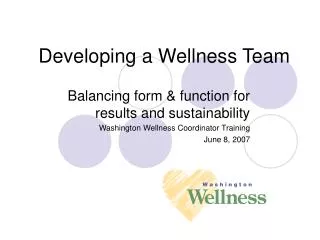 Developing a Wellness Team