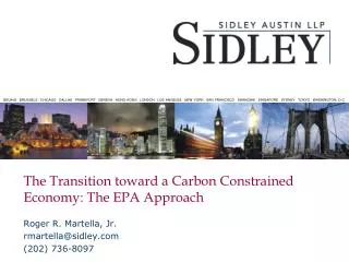 The Transition toward a Carbon Constrained Economy: The EPA Approach