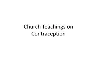 church teachings on contraception