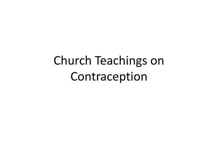 church teachings on contraception