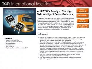 AUIPS71XX Family of 65V High Side Intelligent Power Switches