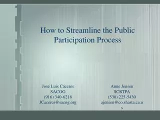 How to Streamline the Public Participation Process