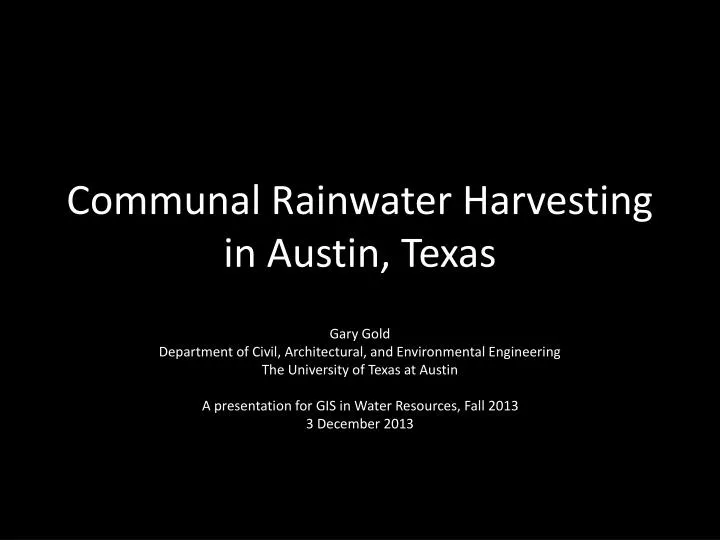 communal rainwater harvesting in austin texas
