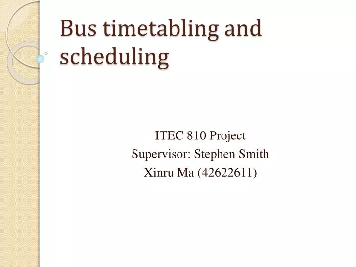 bus timetabling and scheduling