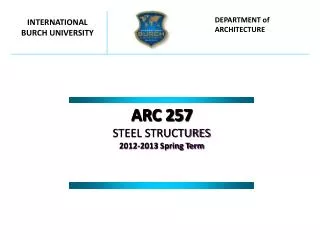 ARC 257 STEEL STRUCTURES 201 2 -201 3 Spring Term