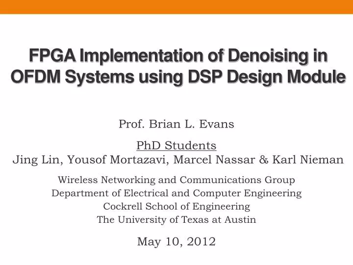 fpga implementation of denoising in ofdm systems using dsp design module