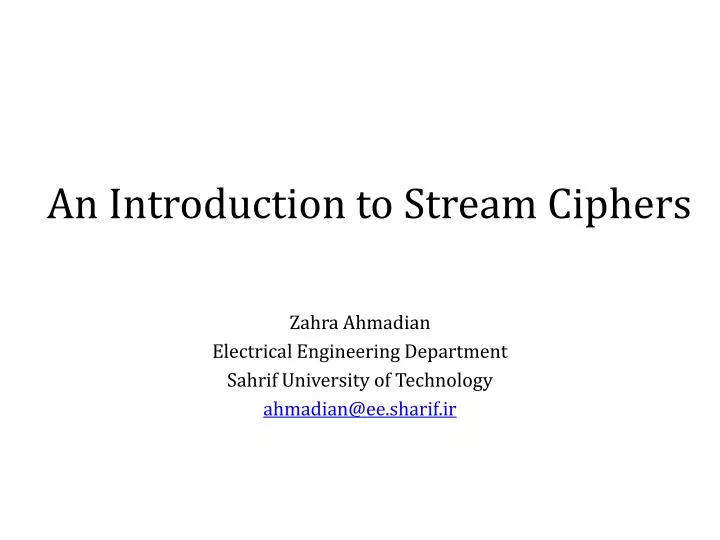 an introduction to stream ciphers