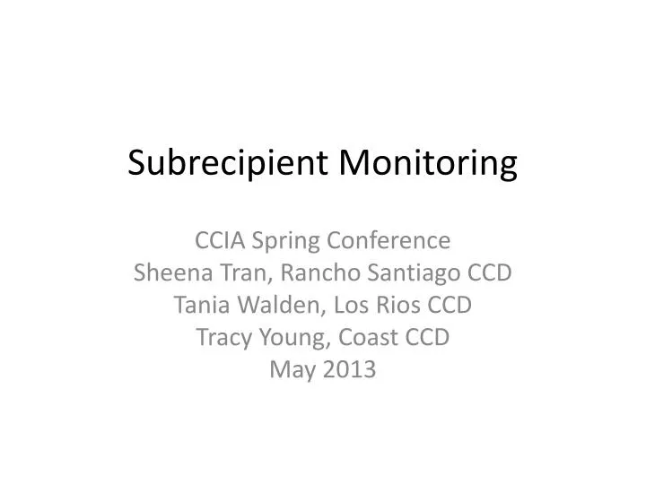 subrecipient monitoring
