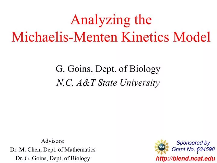 analyzing the michaelis menten kinetics model