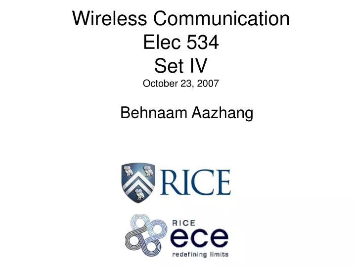 wireless communication elec 534 set iv october 23 2007