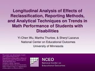 Yi-Chen Wu, Martha Thurlow , &amp; S heryl Lazarus National Center on Educational Outcomes