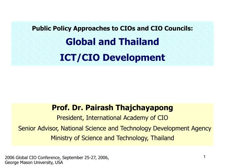 public policy approaches to cios and cio councils global and thailand ict cio development