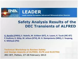 Safety Analysis Results of the DEC Transients of ALFRED