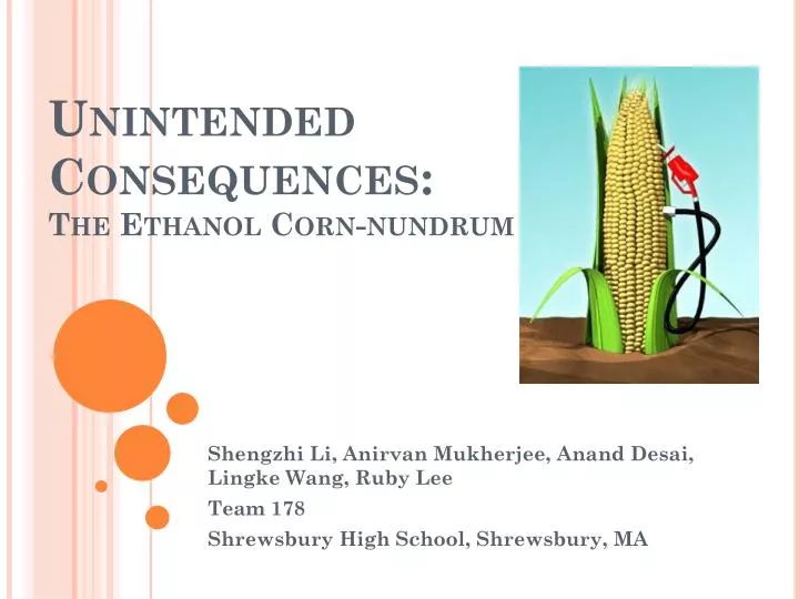 unintended consequences the ethanol corn nundrum