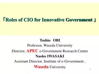 ? Roles of CIO for Innovative Government ?
