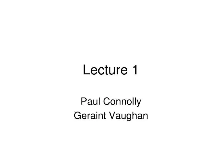 lecture 1