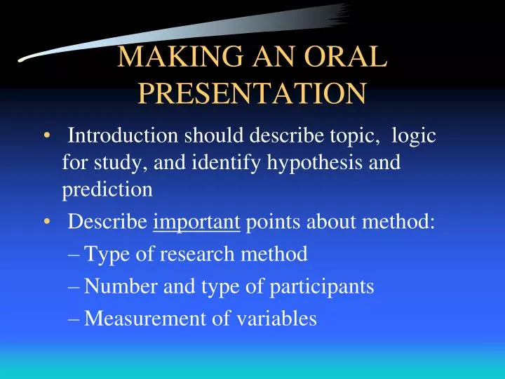 making an oral presentation
