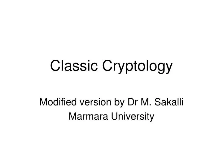classic cryptology