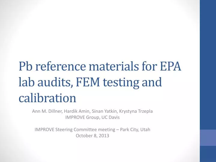 pb reference materials for epa lab audits fem testing and calibration