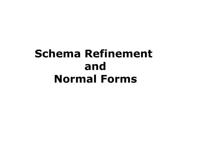 schema refinement and normal forms