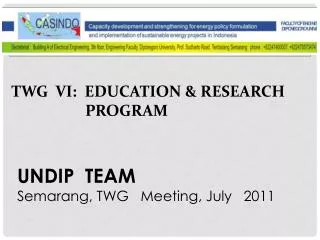 TWG VI: EDUCATION &amp; RESEARCH PROGRAM