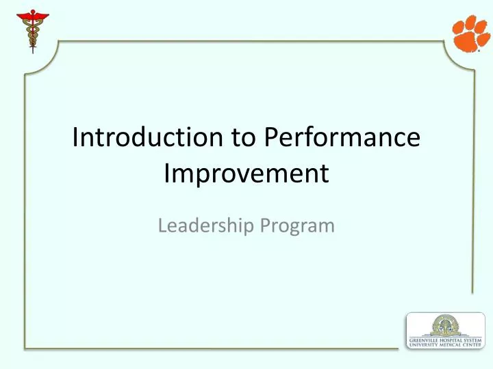 introduction to performance improvement