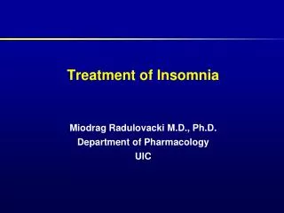 Treatment of Insomnia