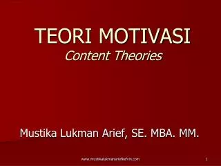 TEORI MOTIVASI Content Theories