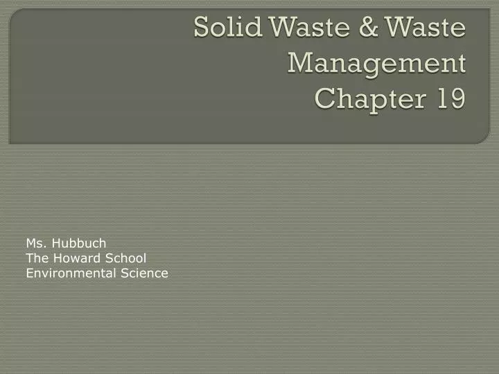 solid waste waste management chapter 19
