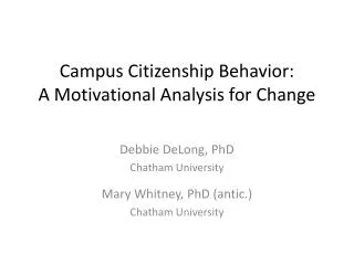 Campus Citizenship Behavior: A Motivational Analysis for Change