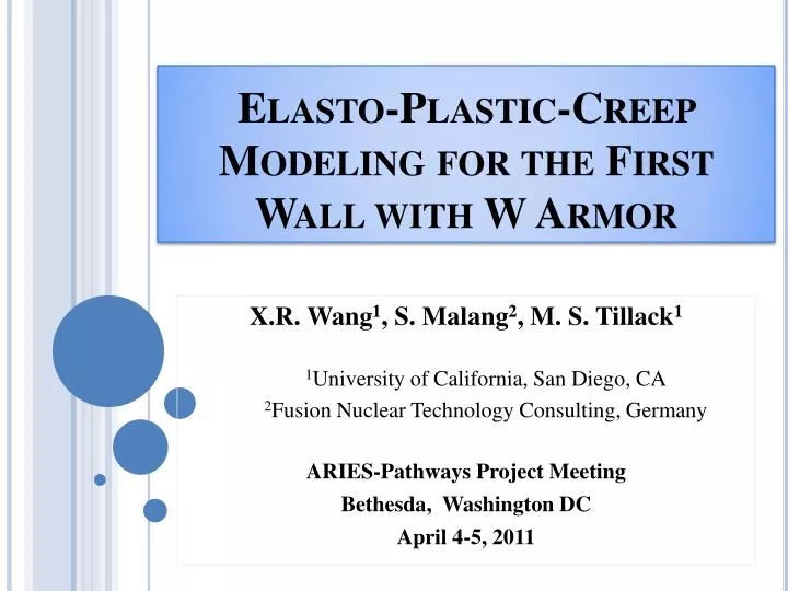 elasto plastic creep modeling for the first wall with w armor
