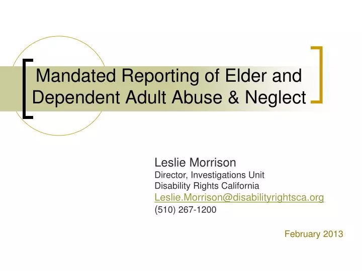 mandated reporting of elder and dependent adult abuse neglect