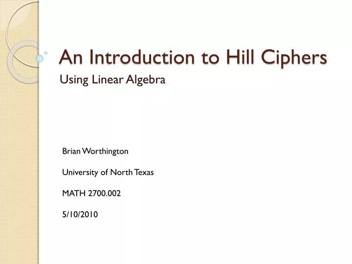 an introduction to hill ciphers