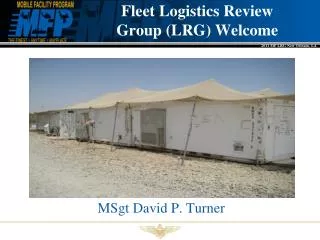 Fleet Logistics Review Group (LRG) Welcome