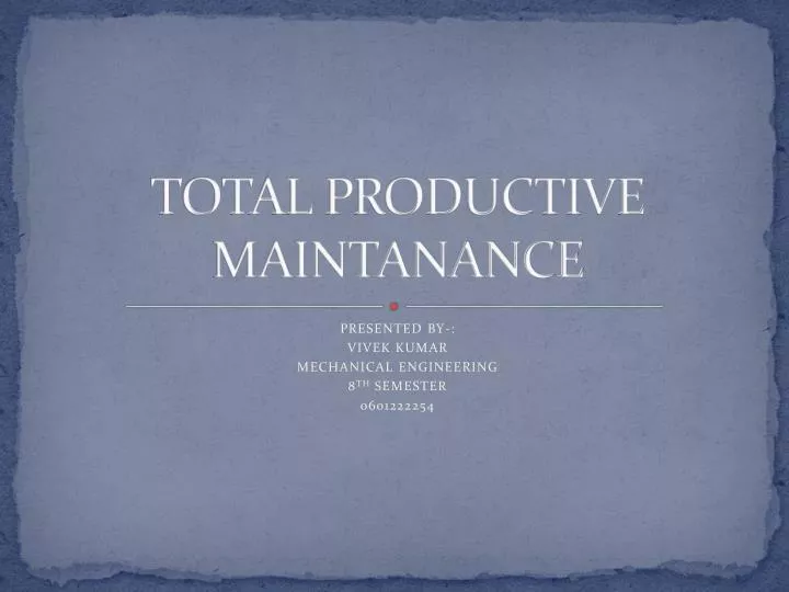 total productive maintanance