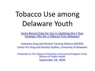 Tobacco Use among Delaware Youth