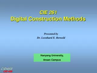 CIE 261 Digital Construction Methods
