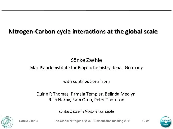 nitrogen carbon cycle interactions at the global scale