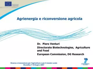 Agrienergia e riconversione agricola